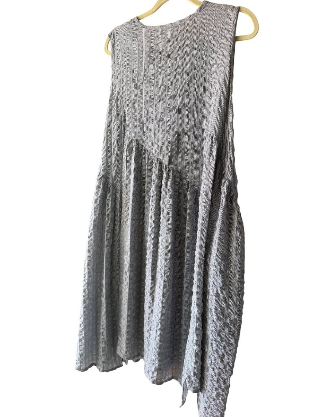 Dress to Kill Womens Seersucker Sleeveless Maxi Dress OS Gray Cotton Lagenlook - Picture 14 of 14